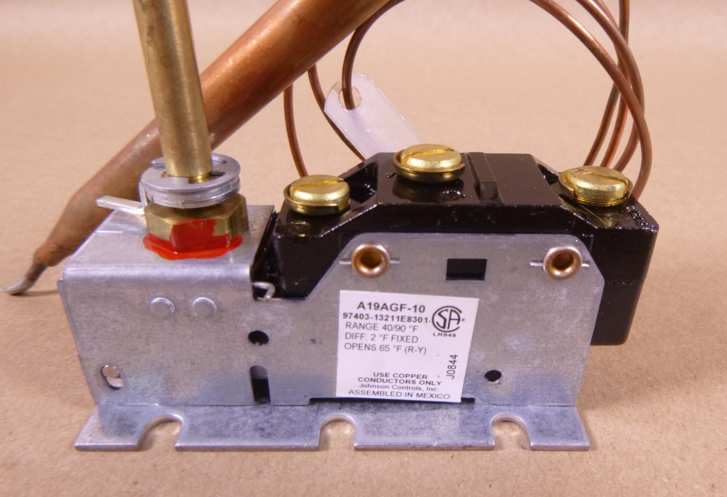 Johnson Controls A19AGF-10 Temperature Control Thermostatic Switch A19 Series | Electrical MRO Replacement Parts &amp; Components and Commercial Electrical Supplies Company