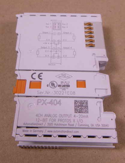 USED Automation Direct PX-404 Protos X 4-Channel Analog Output 4-20mA 12-Bit | Electrical MRO Replacement Parts &amp; Components and Commercial Electrical Supplies Company
