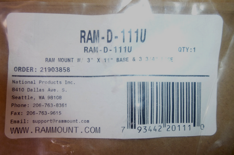 RAM-D-111U Medium Arm Electronic Mount 2.25" Ball W/ Rectangle & Round Plates | Industrial MRO Replacement Parts, Manufacturing Machine Parts & Components, Heavy Equipment Parts Supplier