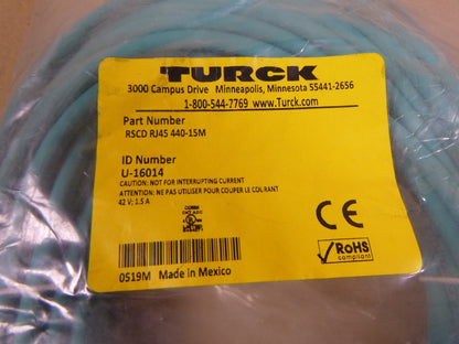TURCK RSCD RJ45 440-15M, U-16014 Industrial Ethernet Cordset 4-Pin 42V 1.5A | Electrical MRO Replacement Parts &amp; Components and Commercial Electrical Supplies Company