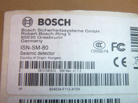 New Open Box Bosch ISN-SM-80 Seismic Detector, 80m²