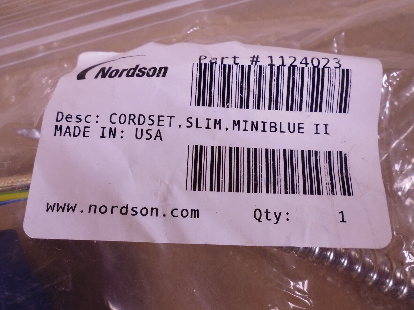 NEW Nordson 1124023 MiniBlue II Slim Cordset | Electrical MRO Replacement Parts &amp; Components and Commercial Electrical Supplies Company