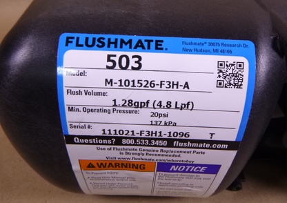 Flushmate 503 Series M-101526-F3H-A Pressure Assist System 1.28 GPF