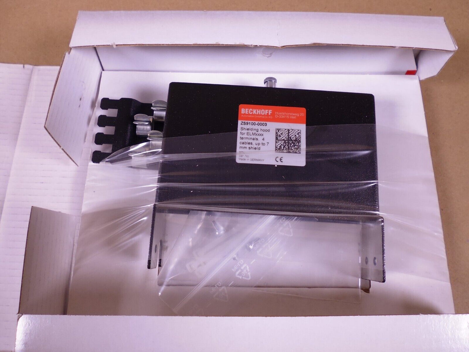 ZS9100-0003 Beckhoff Shielding Hood For ELMxxxx Terminals , 4 Cables, Up To 7mm | Electrical MRO Replacement Parts &amp; Components and Commercial Electrical Supplies Company