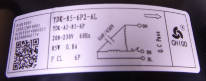 Chigo Outdoor A/C Motor YDK-85-6P2-AL / YDK-AI-85-6P 802400400774 For MR Cool | Industrial Electric Motors, Pumps &amp; Parts