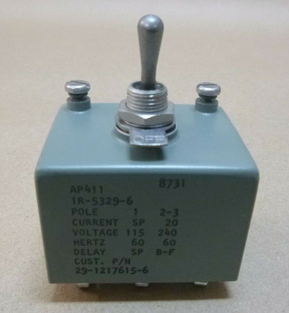 AIRPAX SENSATA AP411-1R5329-6 20AMP TOGGLE CIRCUIT BREAKER 240V 3P 29-1217615-6 | Electrical MRO Replacement Parts &amp; Components and Commercial Electrical Supplies Company