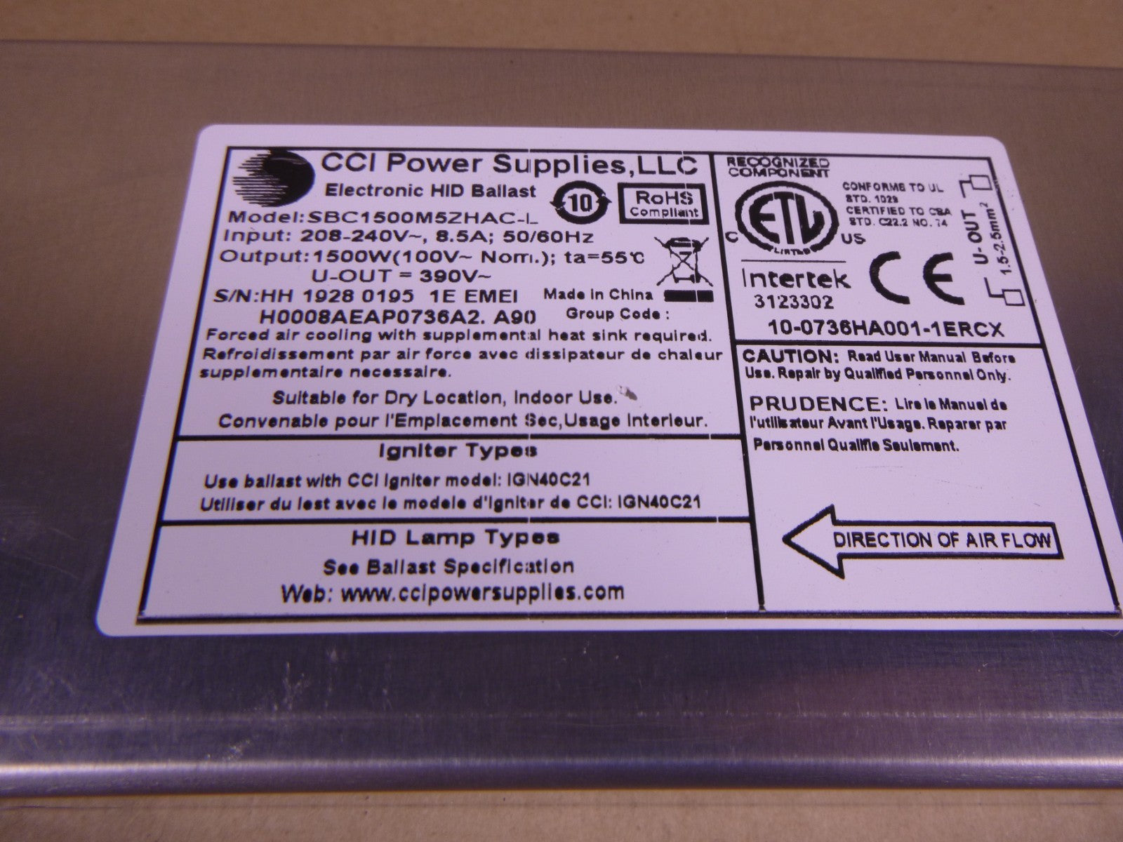 *UNTESTED* Vari-Lite 69.9708.1500 Ballast For VL6000/6500 | Electrical MRO Replacement Parts &amp; Components and Commercial Electrical Supplies Company