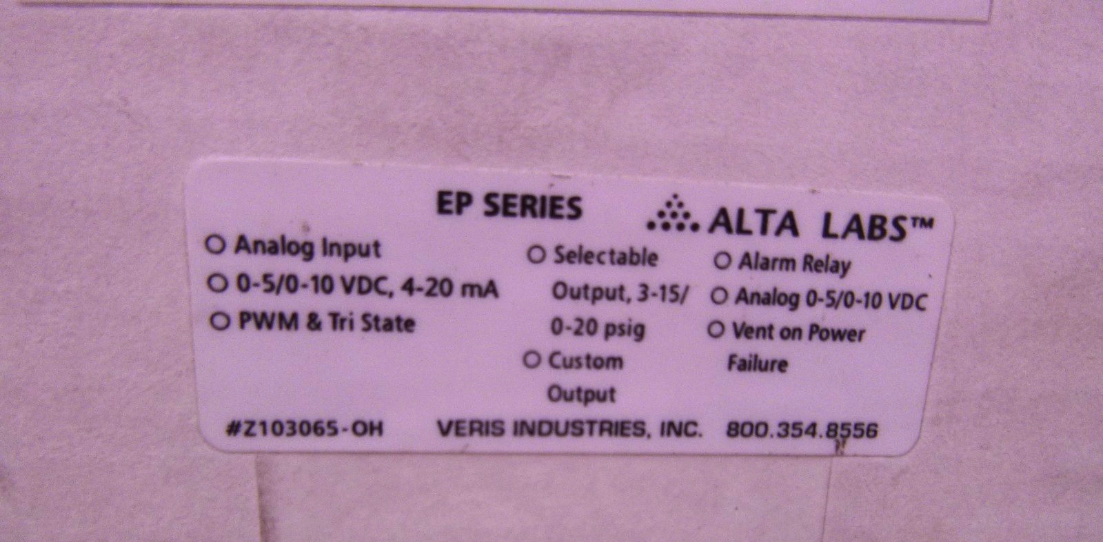 Veris EP Series Electropneumatic Transducer 3 to 15 or 0 to 20 psig Output | Electrical MRO Replacement Parts &amp; Components and Commercial Electrical Supplies Company