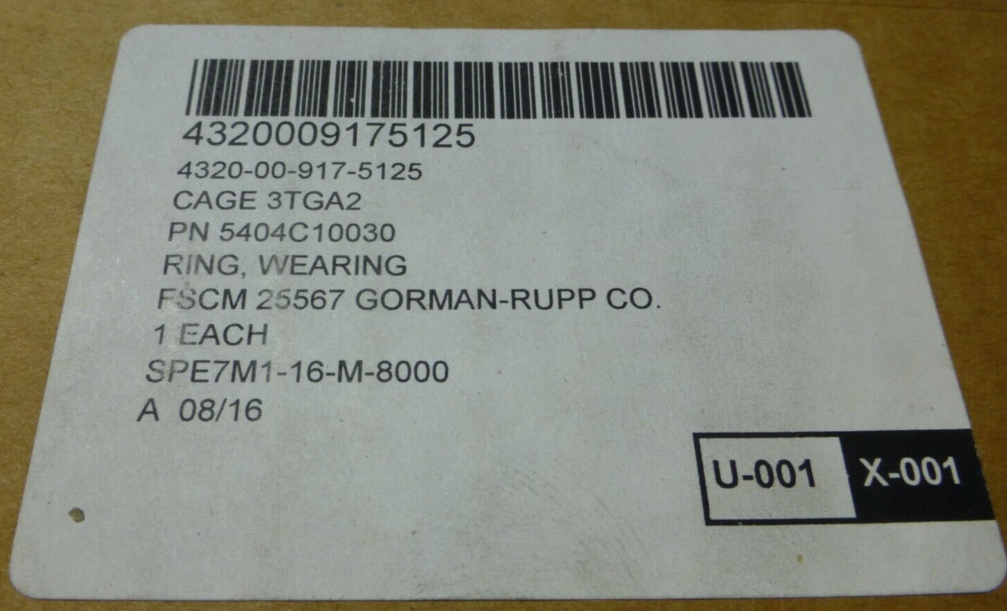 GORMAN-RUPP 5404C10030 WEARING RING 05404 , 4320-00-917-5125 | Industrial MRO Replacement Parts, Manufacturing Machine Parts &amp; Components, Heavy Equipment Parts Supplier