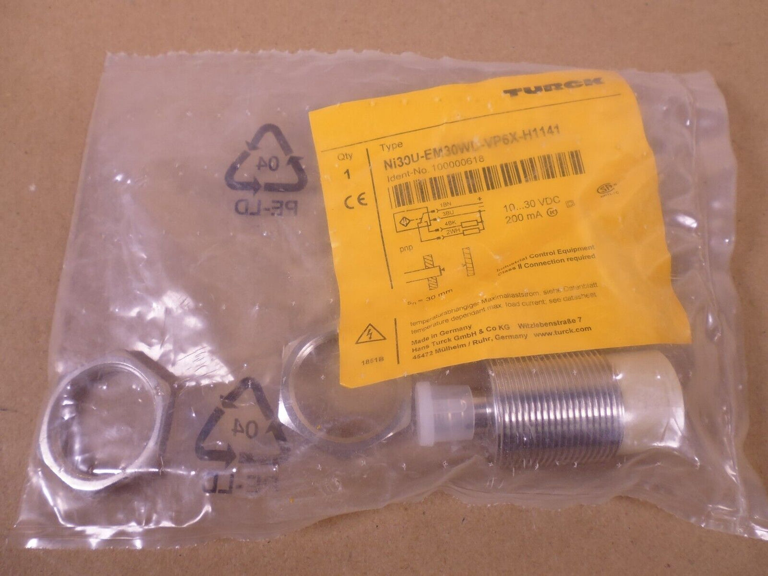 Turck Ni30U-EM30WD-VP6X-H1141 Proximity Sensor 10-30VDC 200mA , 100000618 | Electrical MRO Replacement Parts &amp; Components and Commercial Electrical Supplies Company