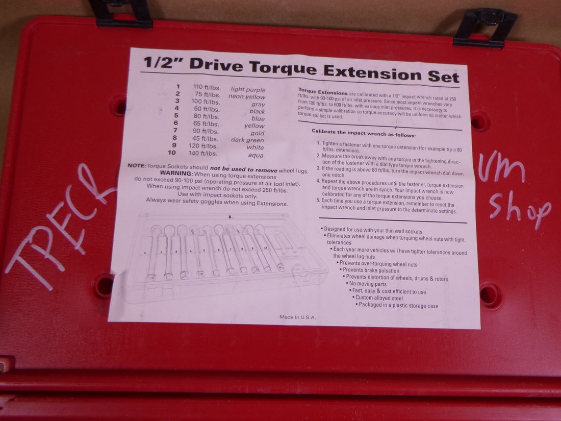 Ken-Tool 1/2" Drive Torque Extension 10-Piece Set , 45 To 140 Ft. Lb.