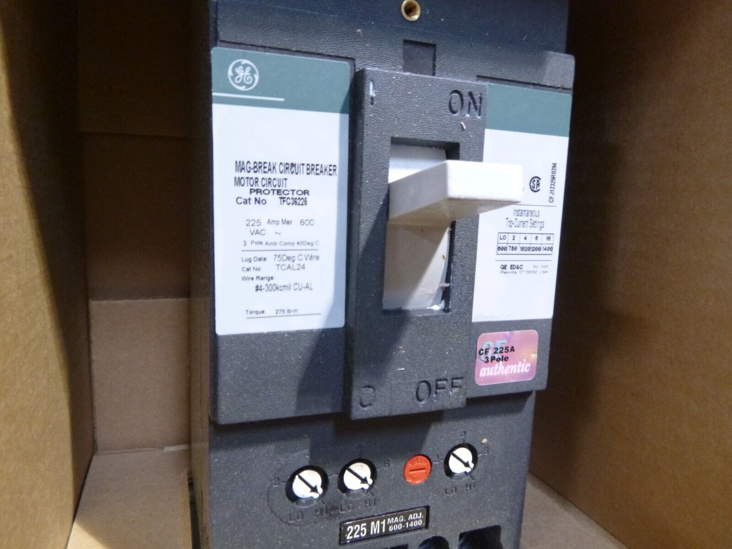 New GE General Electric TFC36225 Molded Case Circuit Breaker 3P, 3PH, 225A, 600V | Electrical MRO Replacement Parts &amp; Components and Commercial Electrical Supplies Company