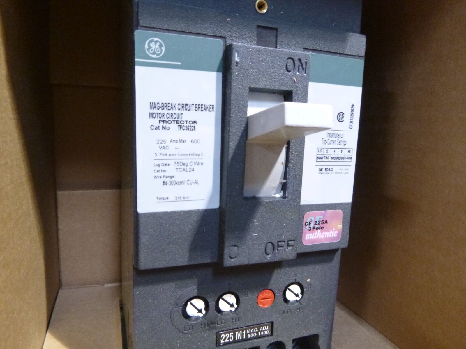 New GE General Electric TFC36225 Molded Case Circuit Breaker 3P, 3PH, 225A, 600V | Electrical MRO Replacement Parts &amp; Components and Commercial Electrical Supplies Company