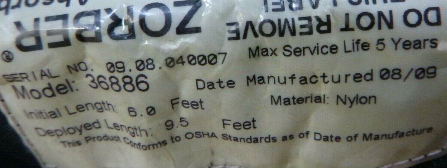 ELK RIVER 36886 FLEX ZORBER ENERGY ABSORBING WEB LANYARD SNAPHOOK 1-1/2" x 6&