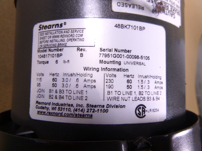 New BM3539 Baldor Brake Motor 1/2 hp, 1200 rpm, 3 Ph, 230/460 V, 56 Frame, TEFC | Industrial Electric Motors, Pumps &amp; Parts