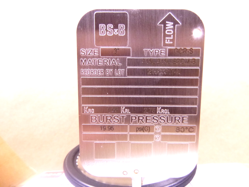 BS&B SAFETY SYSTEMS 3" / DN80 TYPE GCR-S RUPTURE DISC EPDM-B 316L, 21006317-2 | Industrial MRO Replacement Parts, Manufacturing Machine Parts & Components, Heavy Equipment Parts Supplier