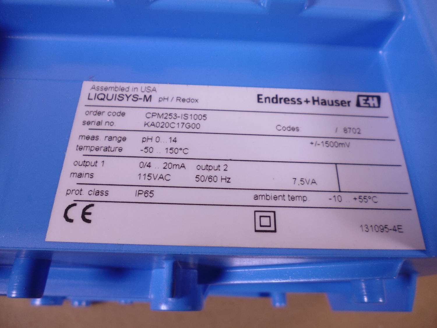 Endress + Hauser EH Liquisys-M CPM253 Transmitter pH / Redox , CPM253-IS1005 | Electrical MRO Replacement Parts &amp; Components and Commercial Electrical Supplies Company