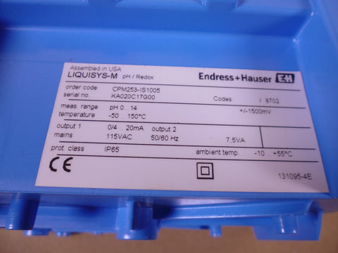 Endress + Hauser EH Liquisys-M CPM253 Transmitter pH / Redox , CPM253-IS1005 | Electrical MRO Replacement Parts & Components and Commercial Electrical Supplies Company