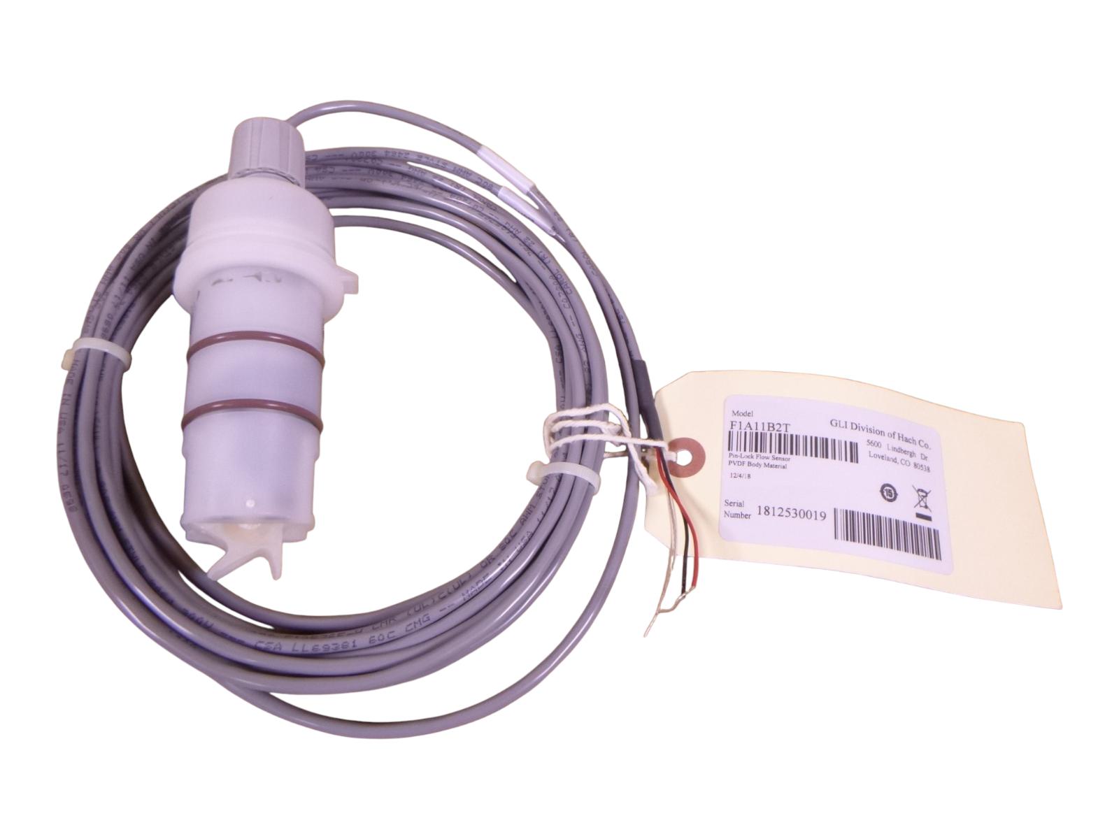 Hach F1A11B2T Flow Paddlewheel Impeller Flow Sensor Pin-Lock PVDF 20Ft Analog
