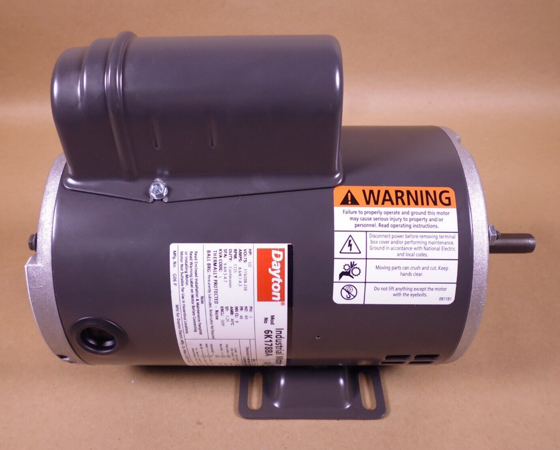 Dayton 1/2HP General Purpose Motor 1725RPM , 48 FR , 1PH , 115/208-230V , 1.25SF | Industrial Electric Motors, Pumps &amp; Parts