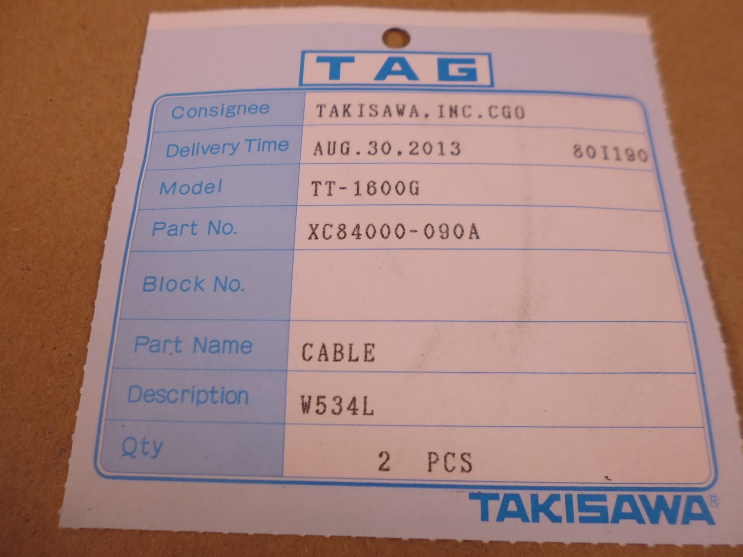 (4x) Takisawa TT-1600G CNC Lathe Cable , XC84000-012B W535L &amp; XC84000-090A W534L | Electrical MRO Replacement Parts &amp; Components and Commercial Electrical Supplies Company