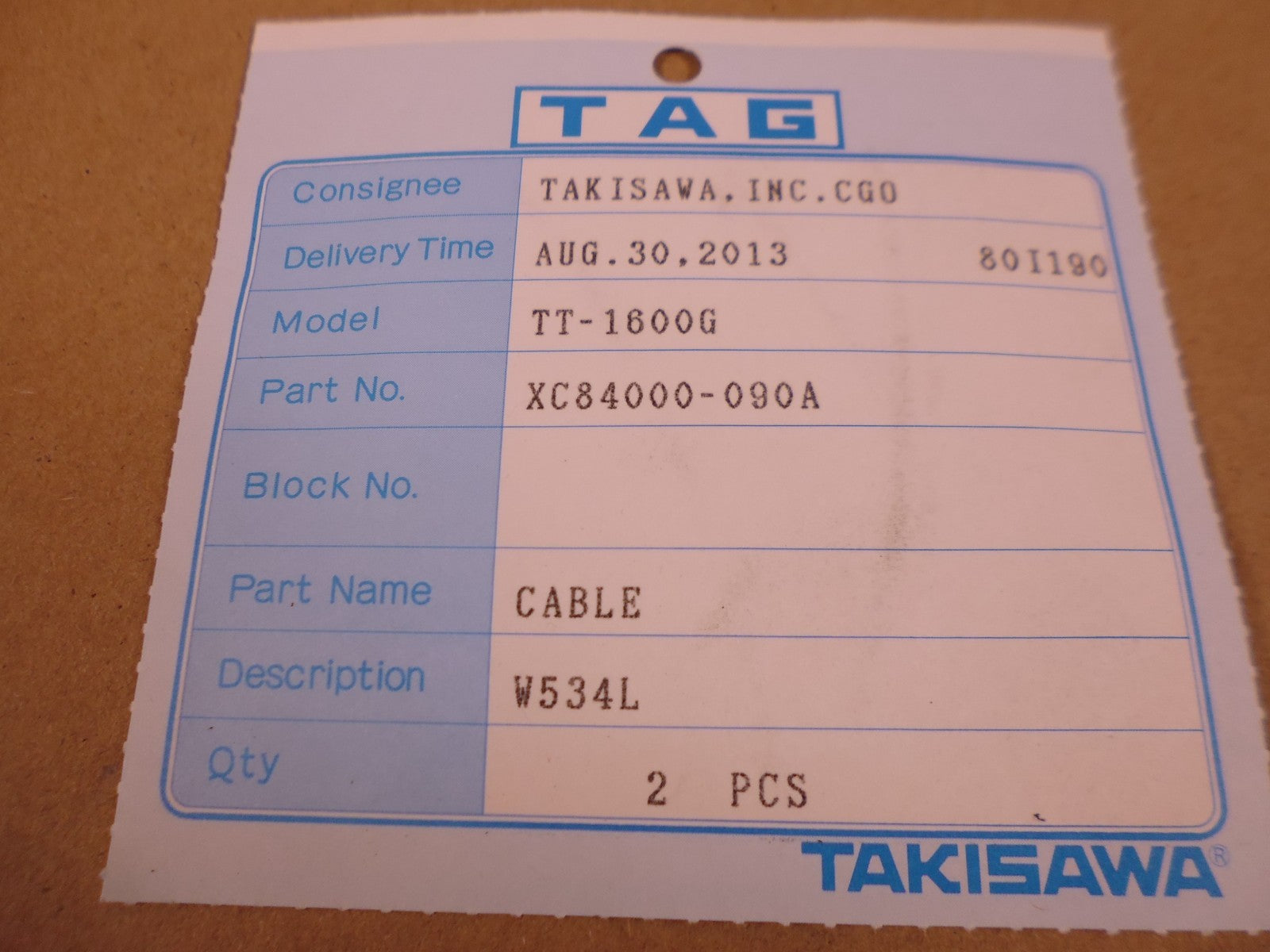 (4x) Takisawa TT-1600G CNC Lathe Cable , XC84000-012B W535L &amp; XC84000-090A W534L | Electrical MRO Replacement Parts &amp; Components and Commercial Electrical Supplies Company
