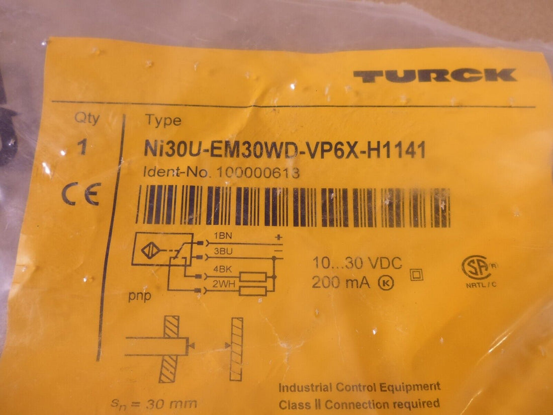Turck Ni30U-EM30WD-VP6X-H1141 Proximity Sensor 10-30VDC 200mA , 100000618 | Electrical MRO Replacement Parts &amp; Components and Commercial Electrical Supplies Company