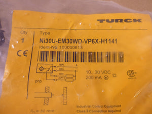 Turck Ni30U-EM30WD-VP6X-H1141 Proximity Sensor 10-30VDC 200mA , 100000618