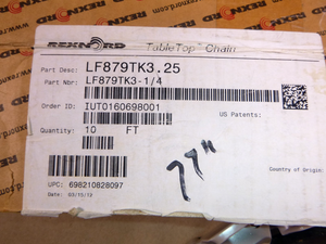 LF879TK3-1/4 Rexnord Table Top Chain (10' 77") LF879TK3.25 Tan Ten Foot & 77 In. | Industrial MRO Replacement Parts, Manufacturing Machine Parts & Components, Heavy Equipment Parts Supplier