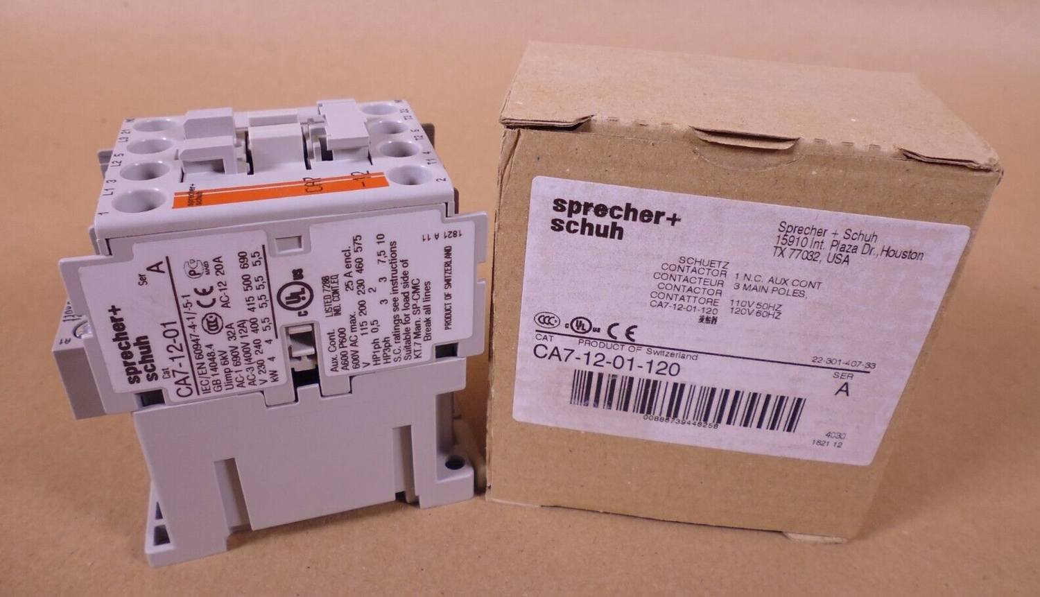 SPRECHER &amp; SCHUH CA7-12-01-120 Contactor 1N.C. Aux 3P 120V 12A Ser. A | Electrical MRO Replacement Parts &amp; Components and Commercial Electrical Supplies Company