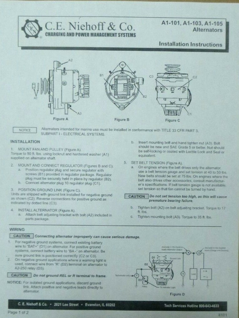 USGI C.E. Niehoff 24 Volt Alternator A1-103, 50 Amp - Drexel R60SL-DC Forklift | Replacement Truck Parts, Trailer Accessories, Automobile Supplies, Car Parts &amp; Accessories