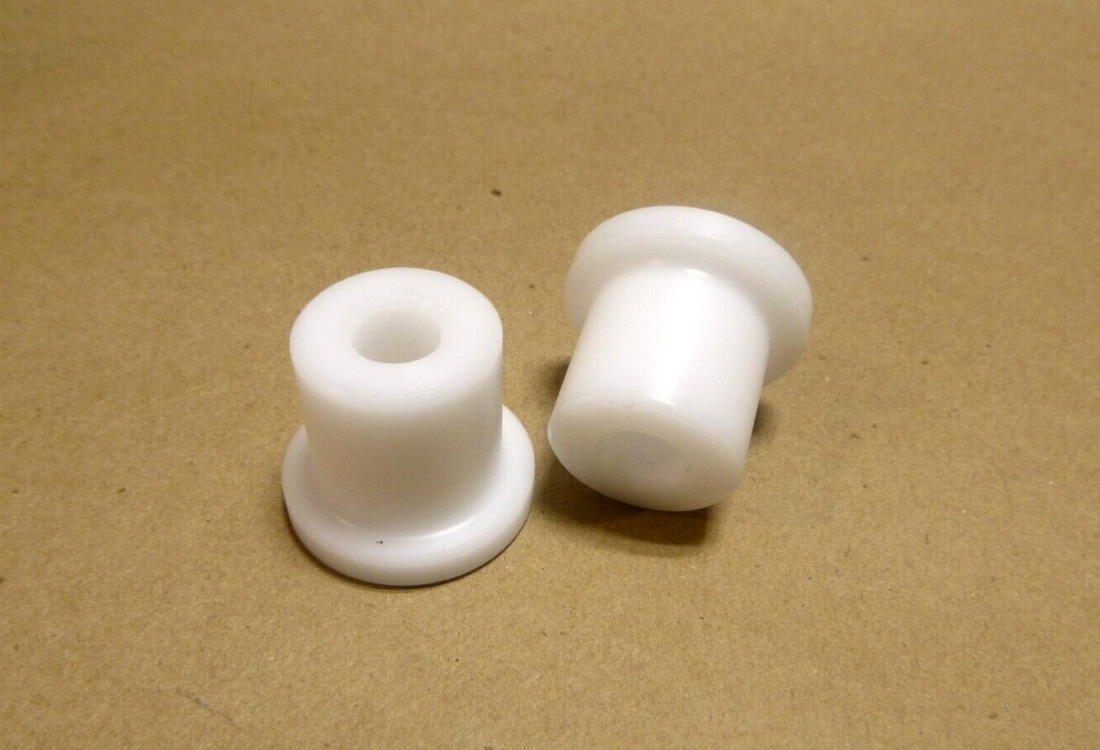 3/8" ID x 0.925" OD x 1-1/16" Tall White Poly Flange Standoff Bushing Spacer 2Pc | Industrial Replacement Nuts &amp; Bolts Distributor and Machinery Screws &amp; Fasteners Supply