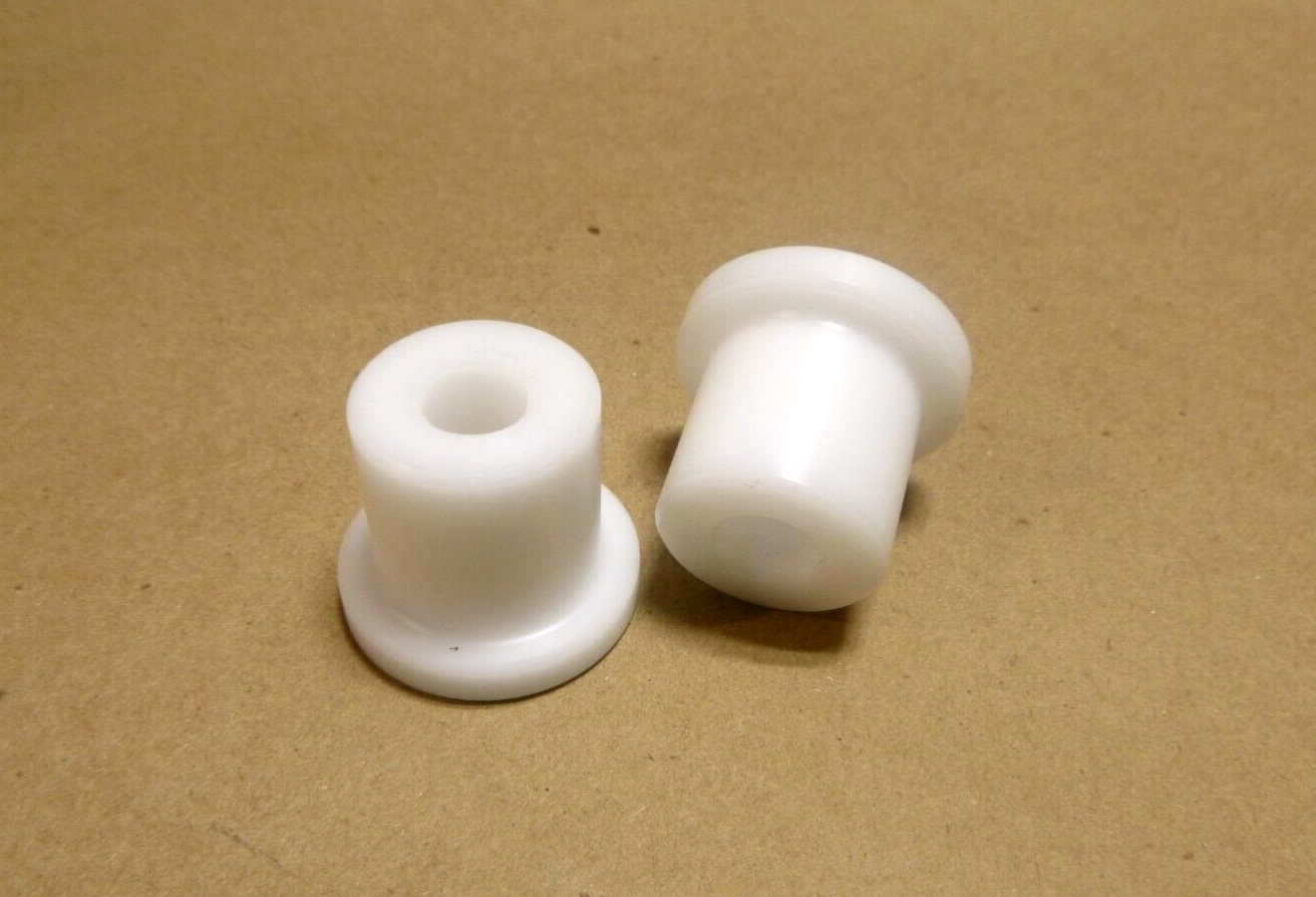 3/8" ID x 0.925" OD x 1-1/16" Tall White Poly Flange Standoff Bushing Spacer 2Pc | Industrial Replacement Nuts &amp; Bolts Distributor and Machinery Screws &amp; Fasteners Supply
