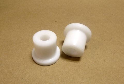 3/8" ID x 0.925" OD x 1-1/16" Tall White Poly Flange Standoff Bushing Spacer 2Pc