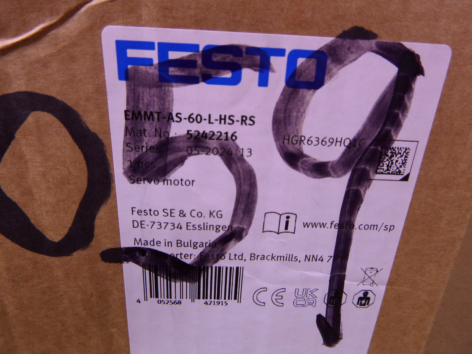 EMMT-AS-60-L-HS-RS Festo Servo Motor 5242216, 680Volt 440W 1.66Nm 14000 1/min | Industrial Electric Motors, Pumps &amp; Parts