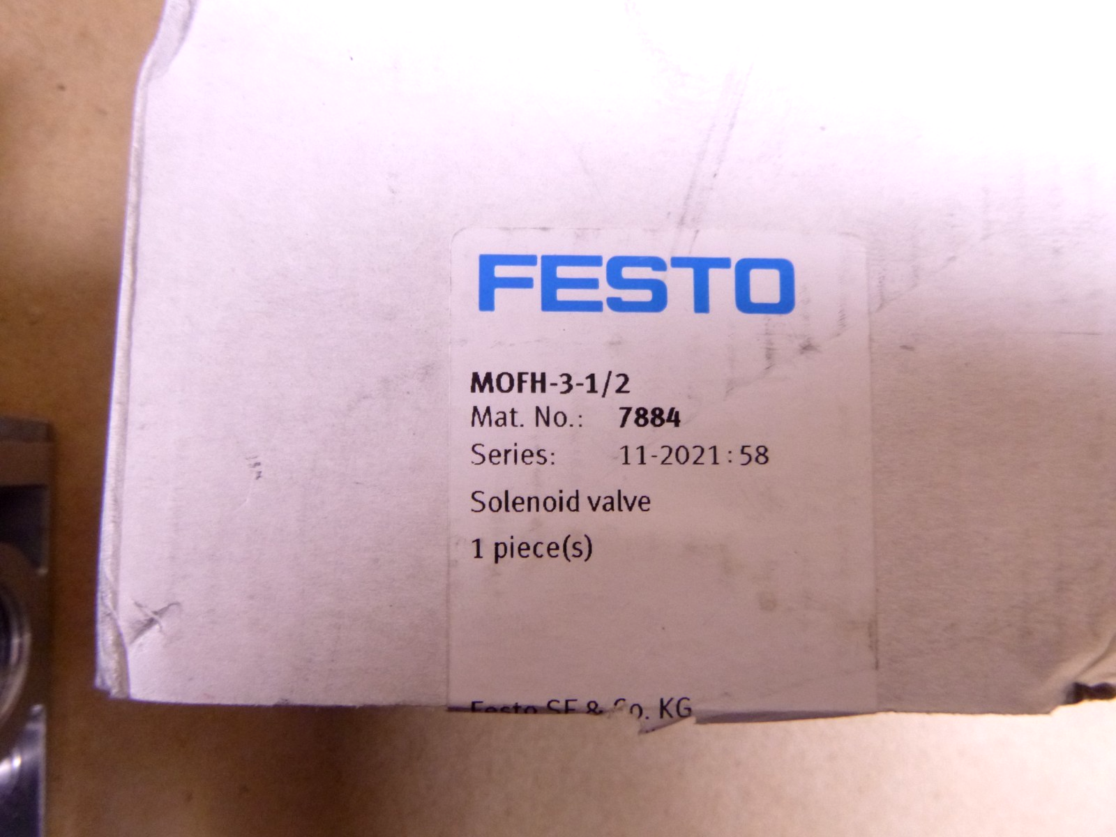 MOFH-3-1/2 FESTO 3/2 Way Solenoid Valve 7884 Pilot Controlled Monostable | Industrial MRO Replacement Parts, Manufacturing Machine Parts &amp; Components, Heavy Equipment Parts Supplier