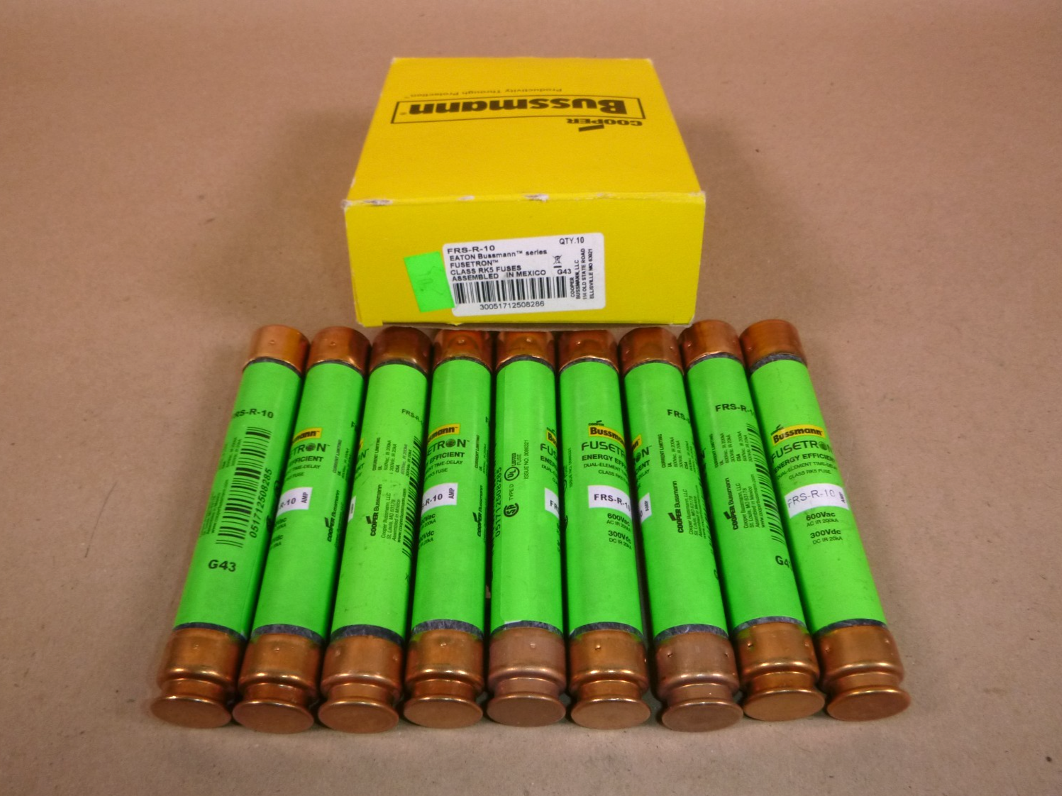 FRS-R-10 Bussmann 10 Amp 600 Vac Class RK5 Time Delay Fuse (Box of 9)