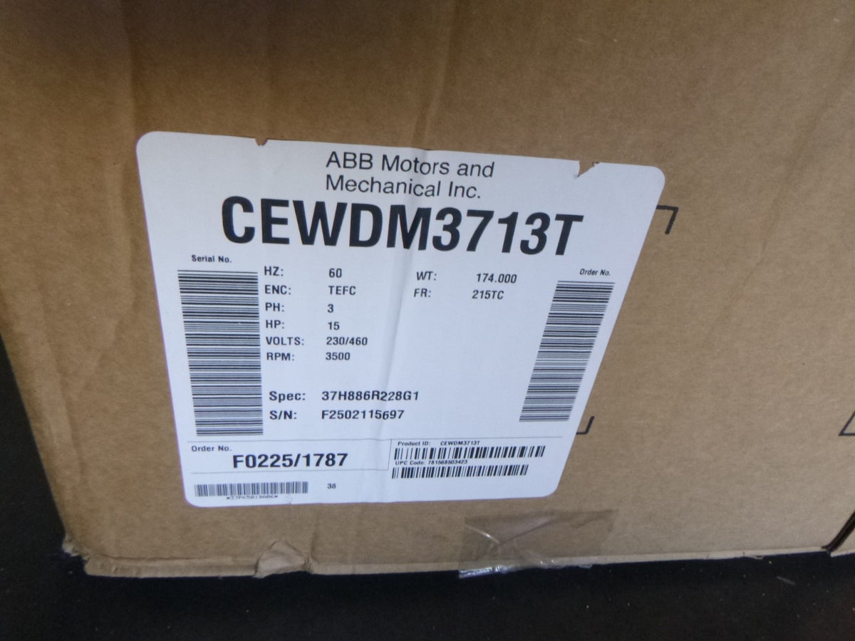 Baldor CEWDM3713T Washdown Motor, 15HP , 230/460V , 3500RPM , 3PH , 215TC , TEFC
