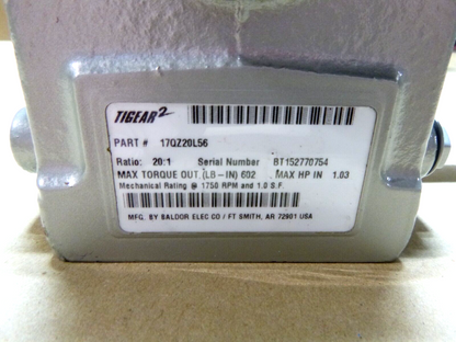 DODGE 17QZ20L56 E-Z Kleen Right Angle Worm Speed Reducer 20:1, 56C, 1 HP, L HAND | Industrial Electric Motors, Pumps &amp; Parts