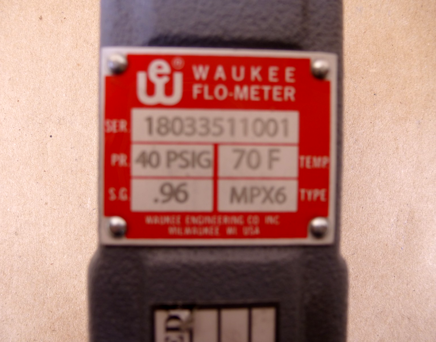 MPX6 Waukee Nitrogen Flo-Meter 0-250 CFH, 40 Psig, 70 Deg F., .96 S.G. | Industrial MRO Replacement Parts, Manufacturing Machine Parts &amp; Components, Heavy Equipment Parts Supplier
