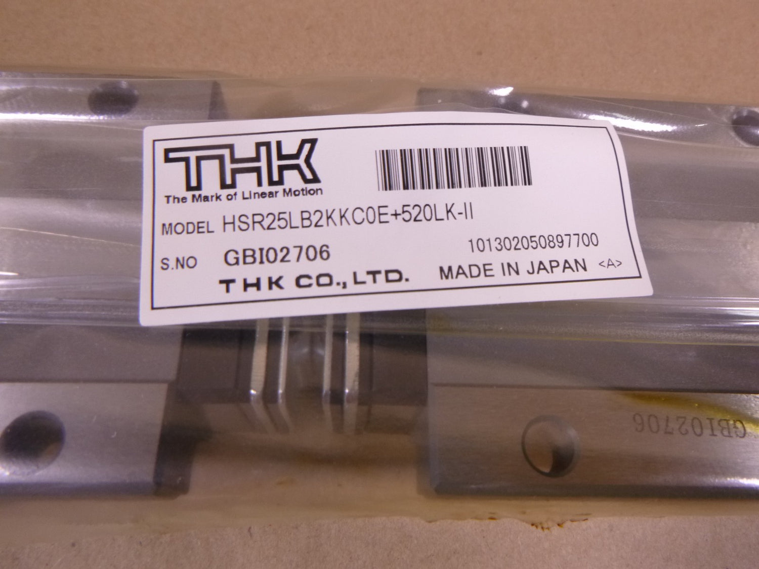 THK HSR25LB2KKC0E+520LK-II Linear Guide With (2) Guide Blocks , 520mm Rail