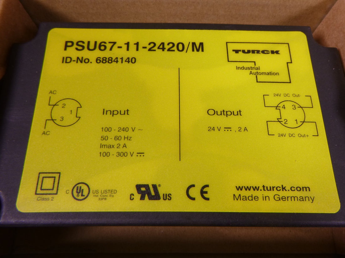 Turck PSU67-11-2420/M Compact Power Supply , 6884140, 100-240V , 24V 2A | Electrical MRO Replacement Parts &amp; Components and Commercial Electrical Supplies Company