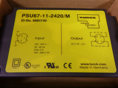 Turck PSU67-11-2420/M Compact Power Supply , 6884140, 100-240V , 24V 2A | Electrical MRO Replacement Parts &amp; Components and Commercial Electrical Supplies Company