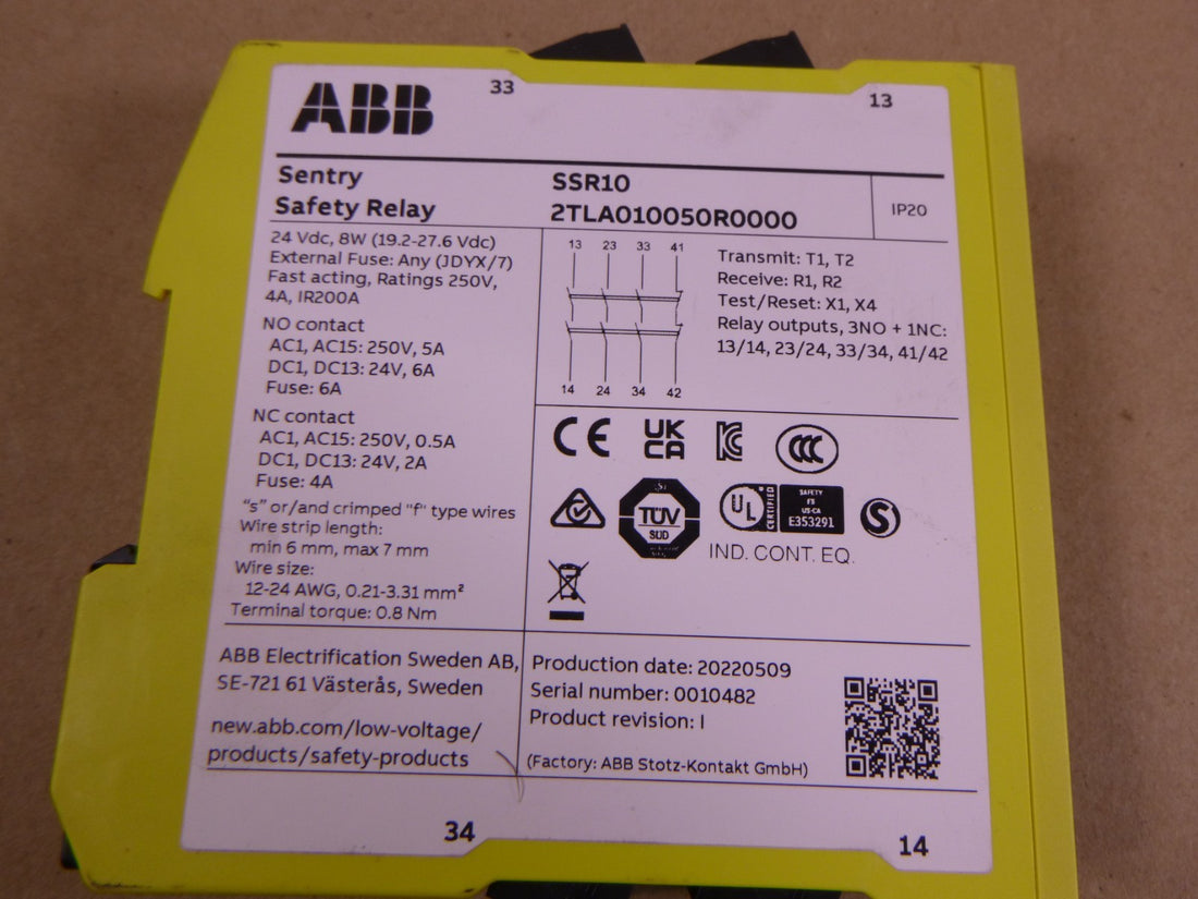 2TLA010050R000 ABB Safety Relay Sentry SSR10 24VDC 8W IP20 5A 6A | Electrical MRO Replacement Parts &amp; Components and Commercial Electrical Supplies Company