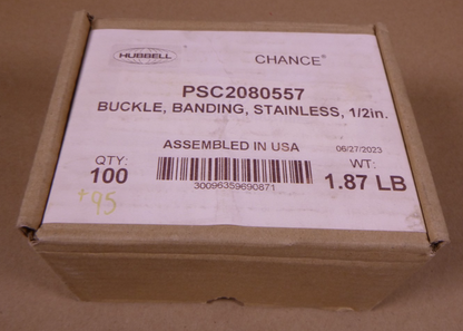 PSC2080557 Hubbell Chance Stainless 1/2" Banding Buckle USA (95 Pieces) | Industrial MRO Replacement Parts, Manufacturing Machine Parts &amp; Components, Heavy Equipment Parts Supplier