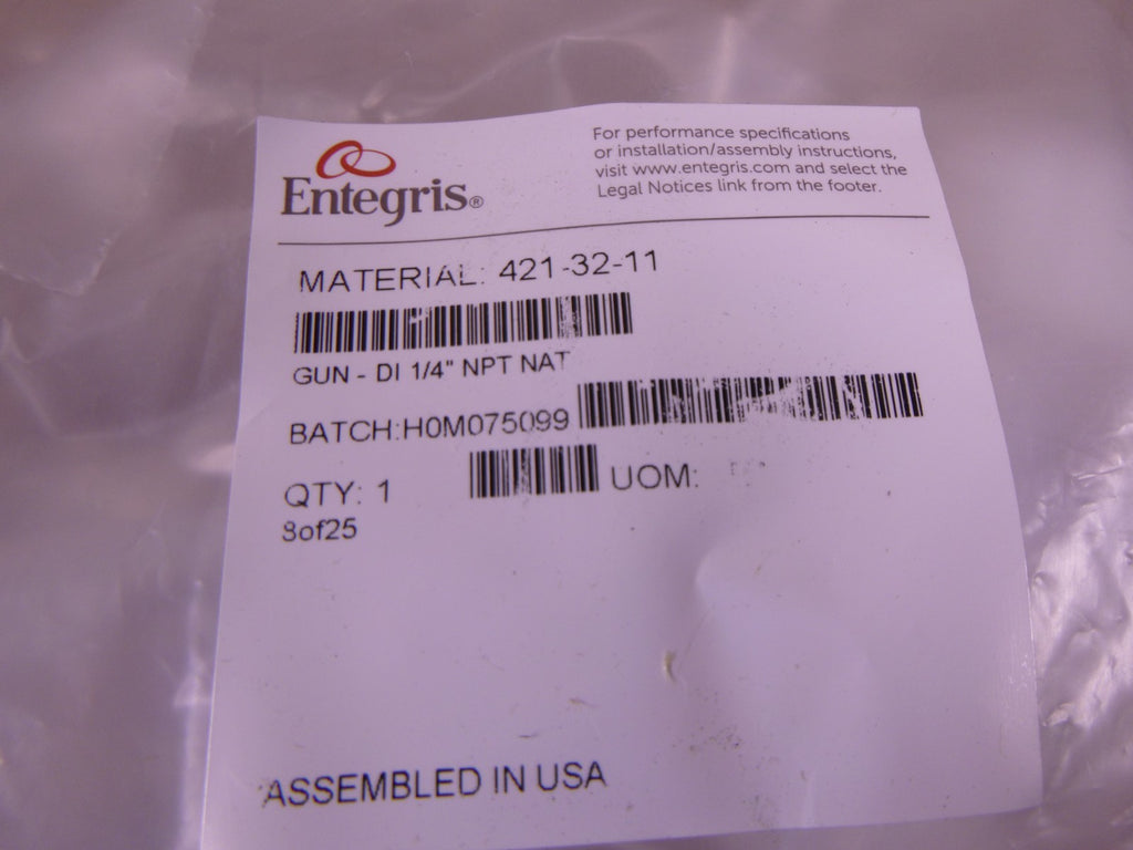 421-32-11 Entegris Spray Gun Natural , 1/4" NPT | Industrial MRO Replacement Parts, Manufacturing Machine Parts & Components, Heavy Equipment Parts Supplier