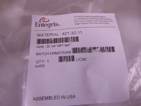 421-32-11 Entegris Spray Gun Natural , 1/4" NPT | Industrial MRO Replacement Parts, Manufacturing Machine Parts & Components, Heavy Equipment Parts Supplier