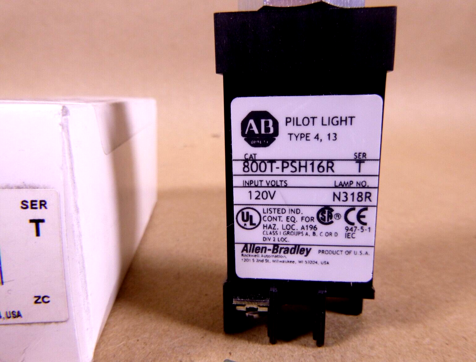 New 800T-PSH16R Allen Bradley 18mm Red Pilot Light, 120V AC, 50/60 Hz | Electrical MRO Replacement Parts &amp; Components and Commercial Electrical Supplies Company
