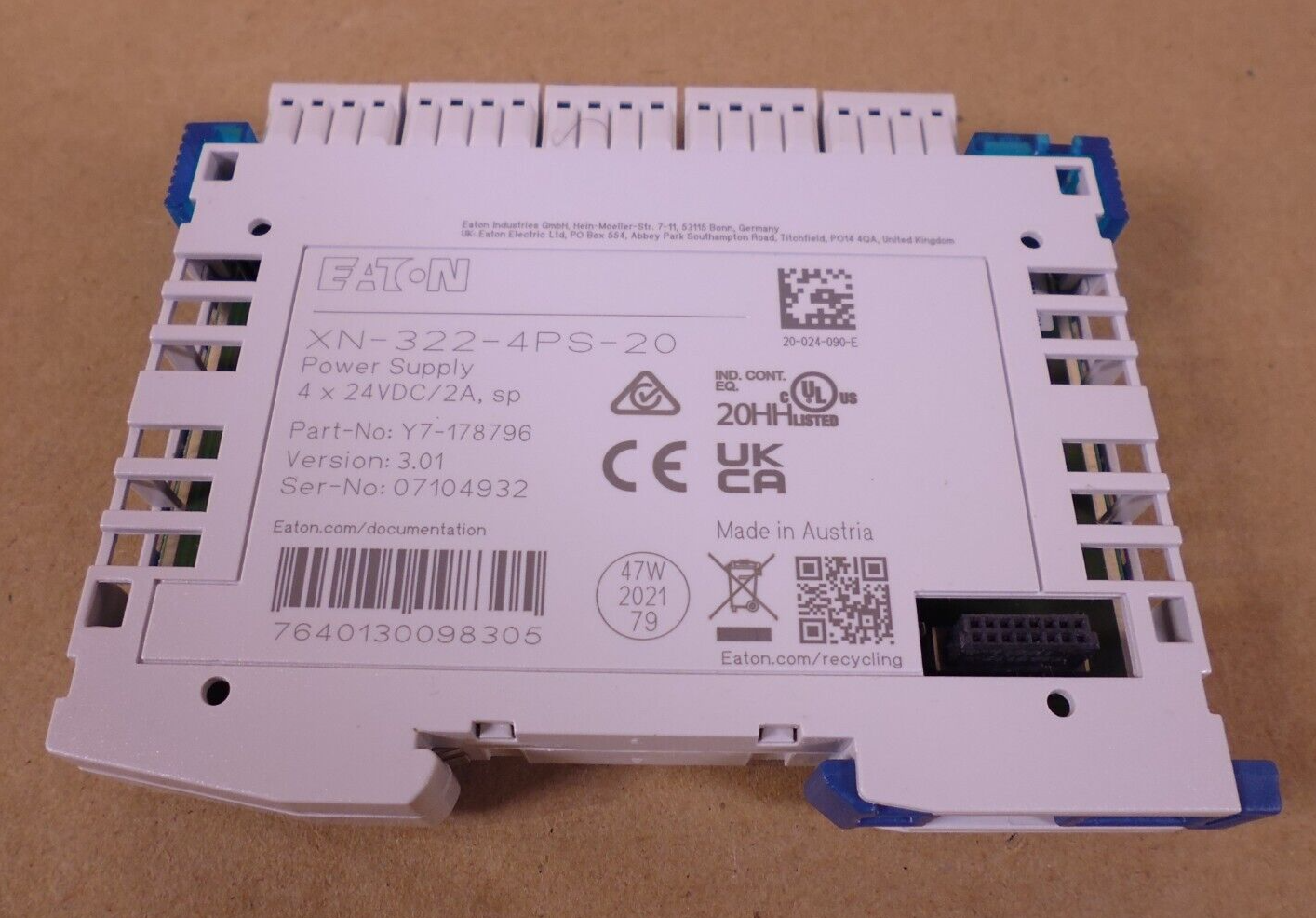 Eaton XN-322-4PS-20 Power Supply XN300 , Y7-178798 , 4 x 24VDC/2A , V3.01 | Electrical MRO Replacement Parts &amp; Components and Commercial Electrical Supplies Company