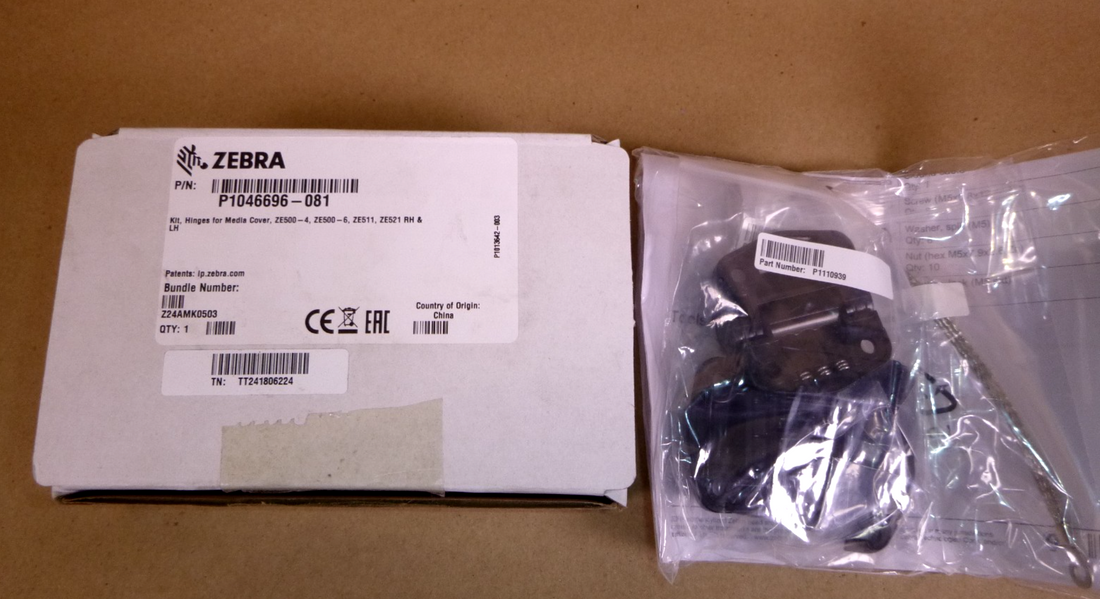 P1046696-081 Zebra Hinges for Media Cover, ZE500-4 ZE500-6 ZE511 ZE521 RH &amp; LH 